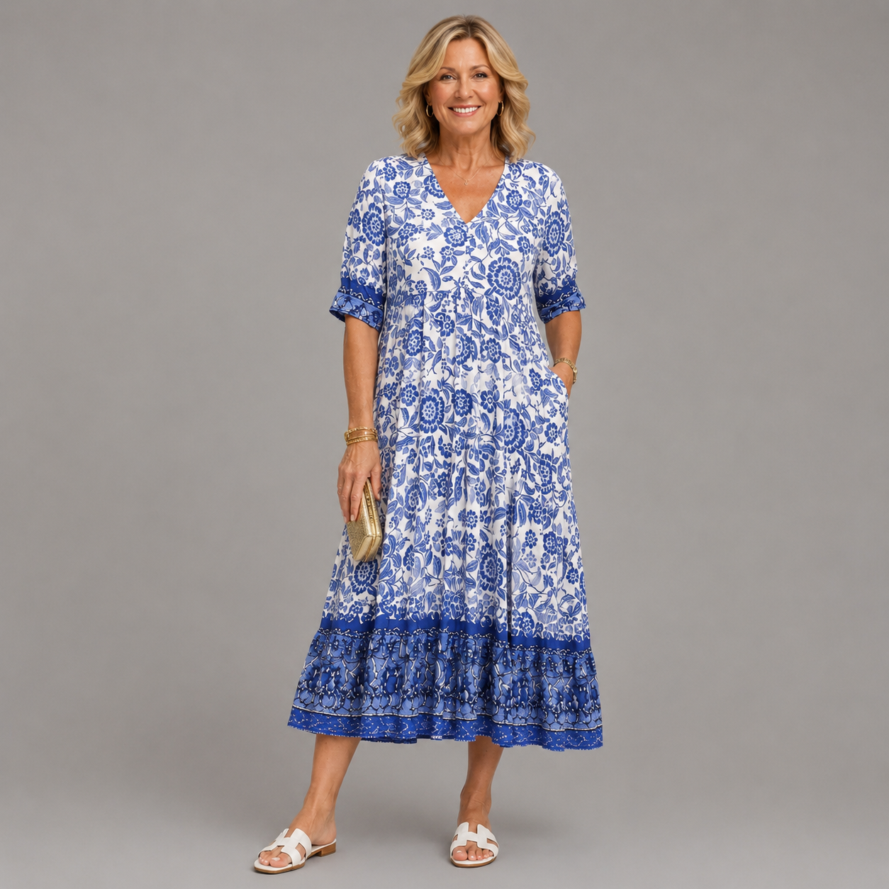 Keisha | Vestito Floreale V-Neck Elegante