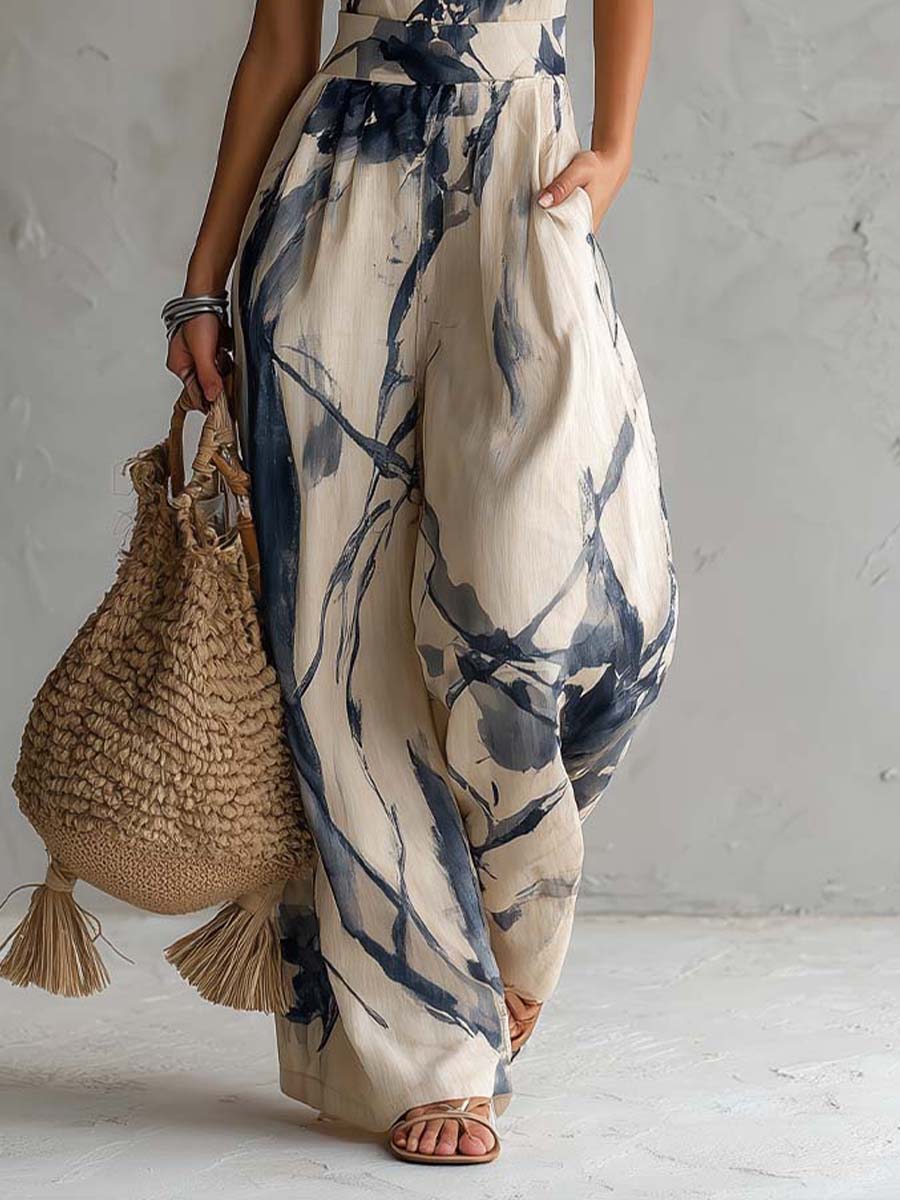 Jumpsuit a Scollo Halter con Stampa Inchiostro — Lucia Toscana (5)