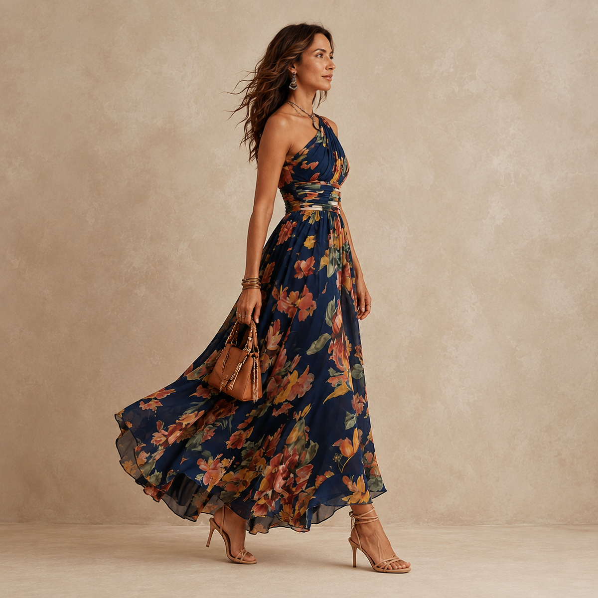 Celeste | Maxi Floral a Spalla Unica