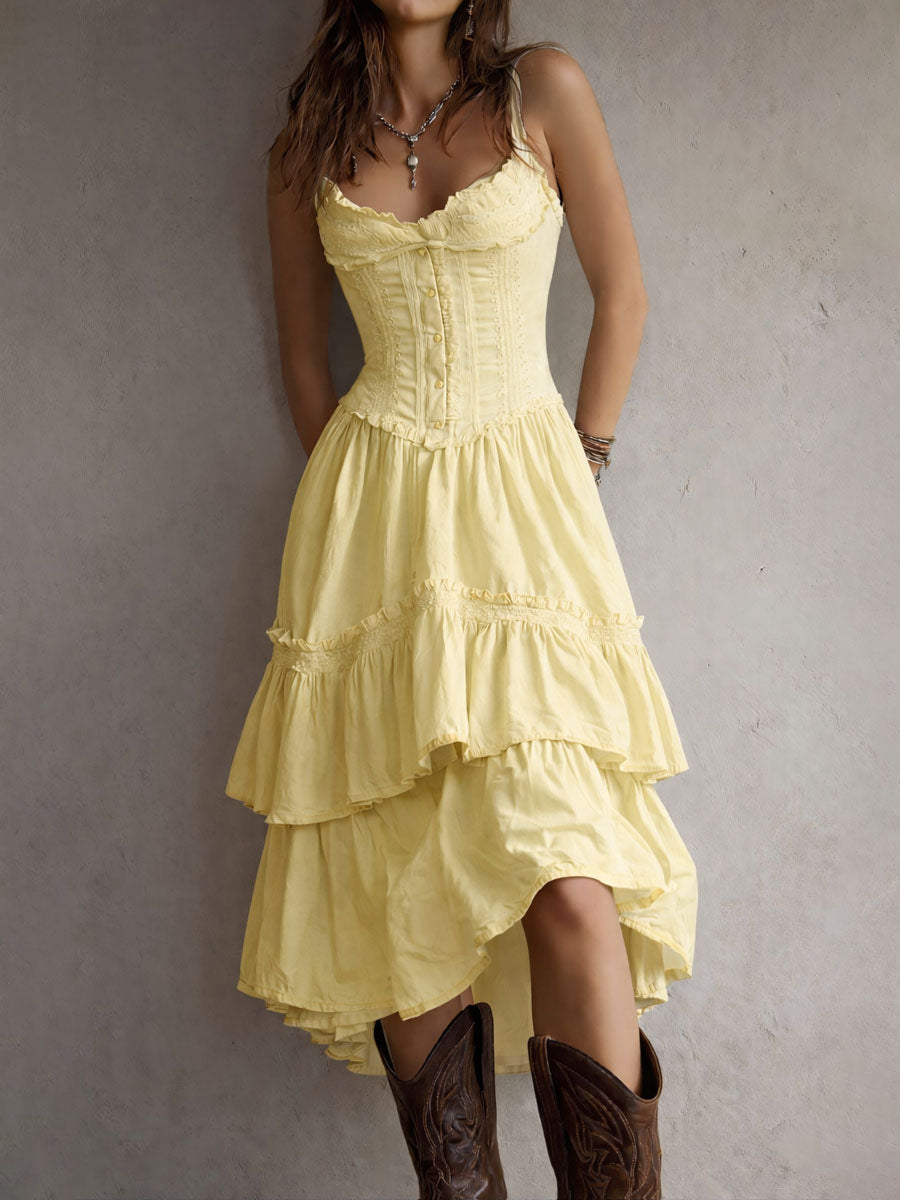 Dalia | Abito Midi con Corpetto a Stecche – Lucia Toscana
