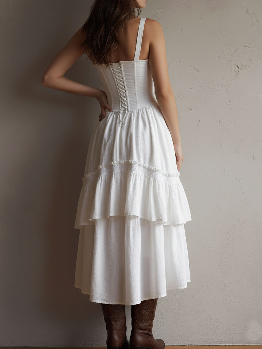Dalia | Abito Midi con Corpetto a Stecche – Lucia Toscana