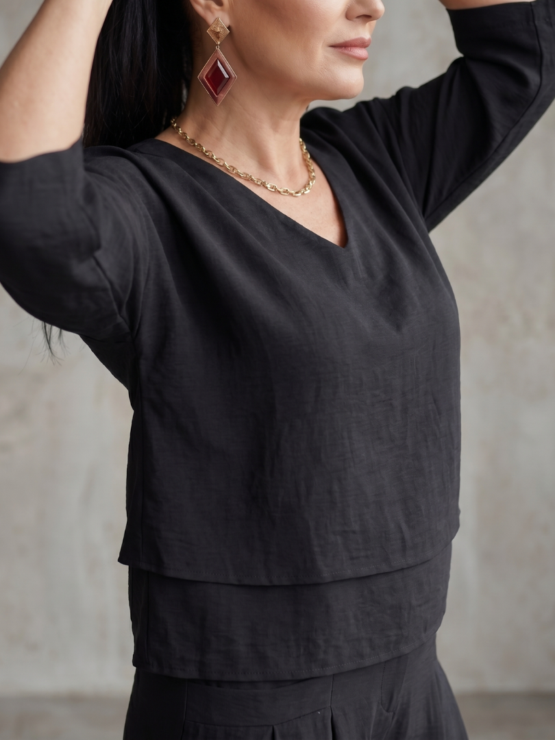 Fiume | Set Top a Strati con Pantaloni Ampi