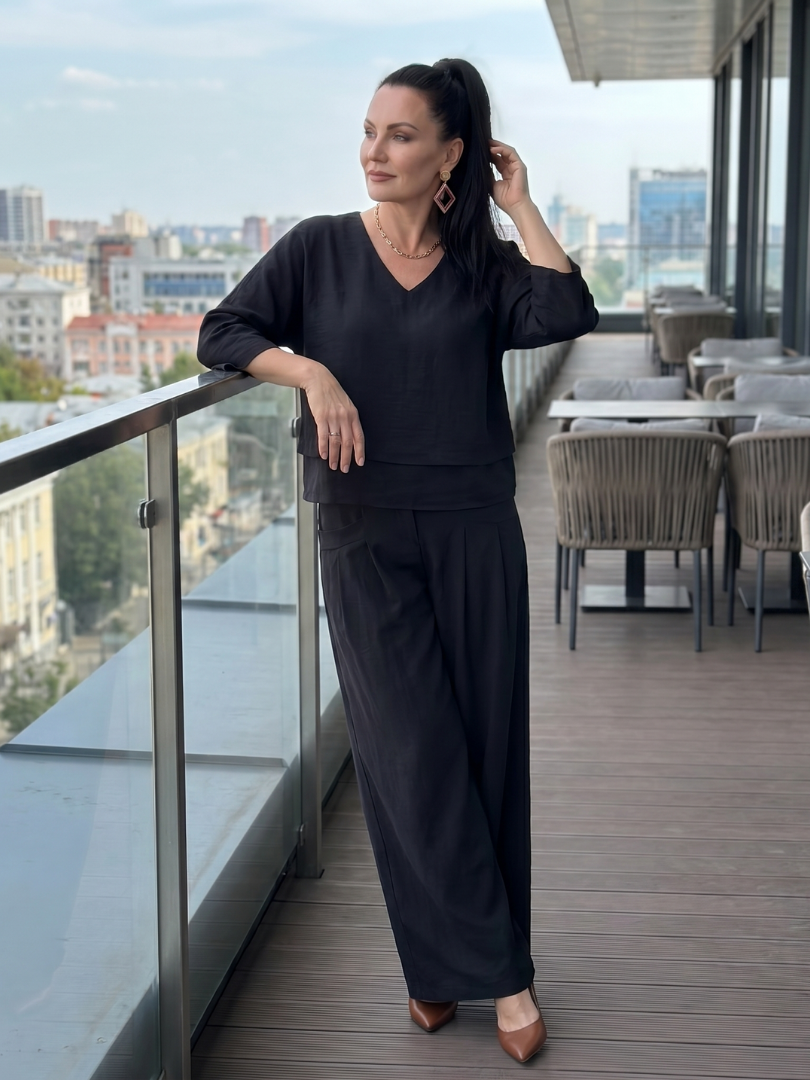 Fiume | Set Top a Strati con Pantaloni Ampi