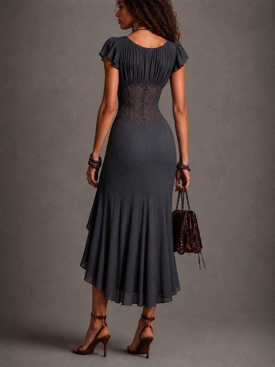 Veronica | Abito Midi Drappeggiato – Lucia Toscana