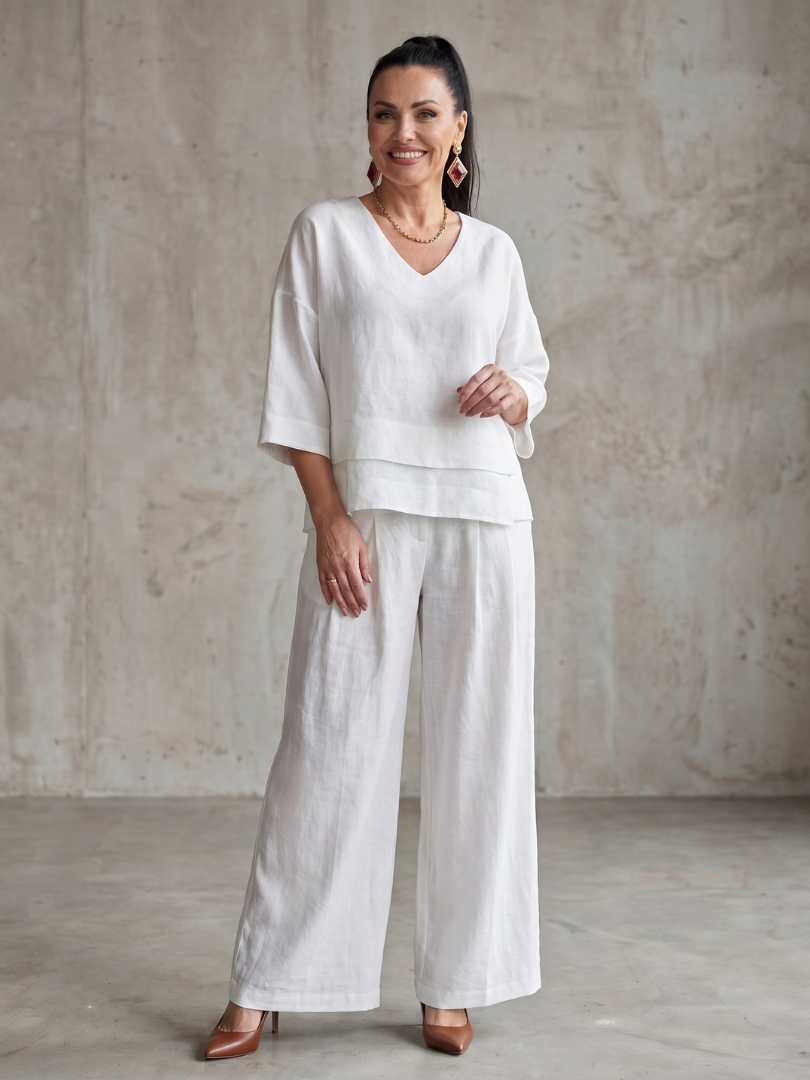 Fiume | Set Top a Strati con Pantaloni Ampi
