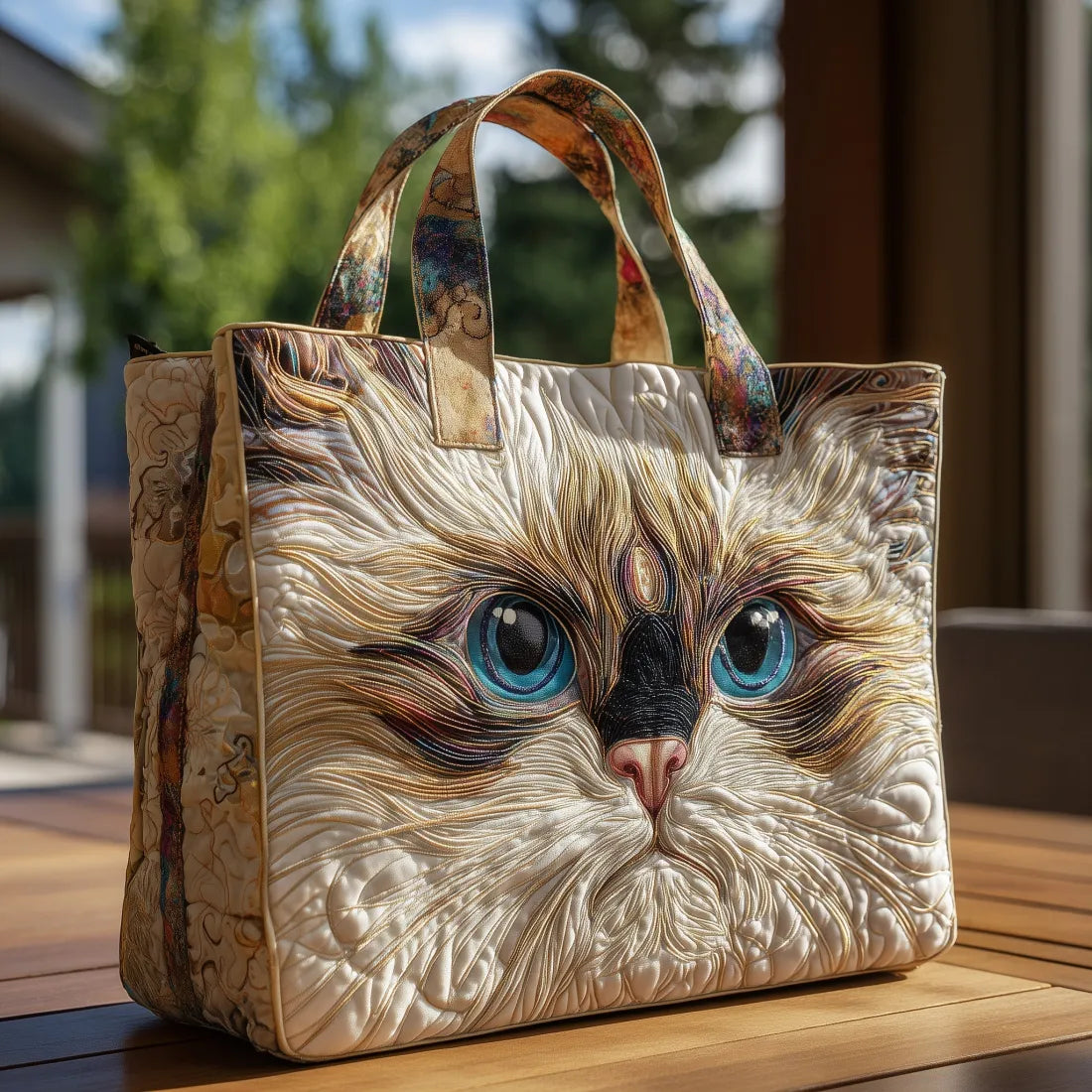 Sacca Artigianale - Gatto Bianco con Occhi Blu