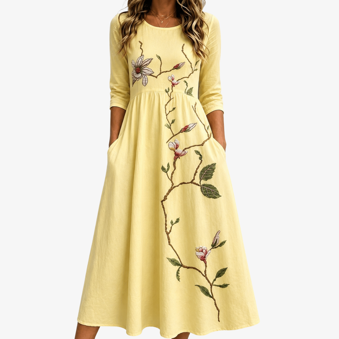 Vestito Midi Pocket Golden Blossom