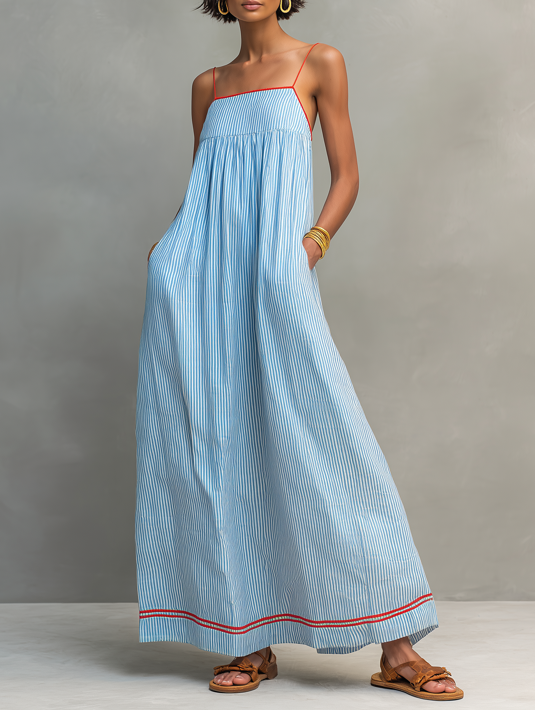 Amelia | Blue Maxi Dress with Spaghetti Straps