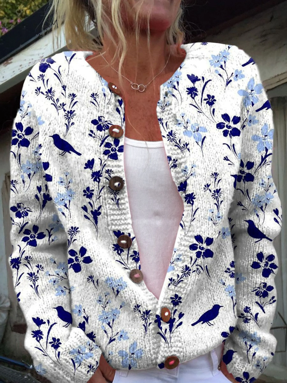 Vynora™ | Cardigan in Maglia con Stampa Floreale Vintage e Bottoni