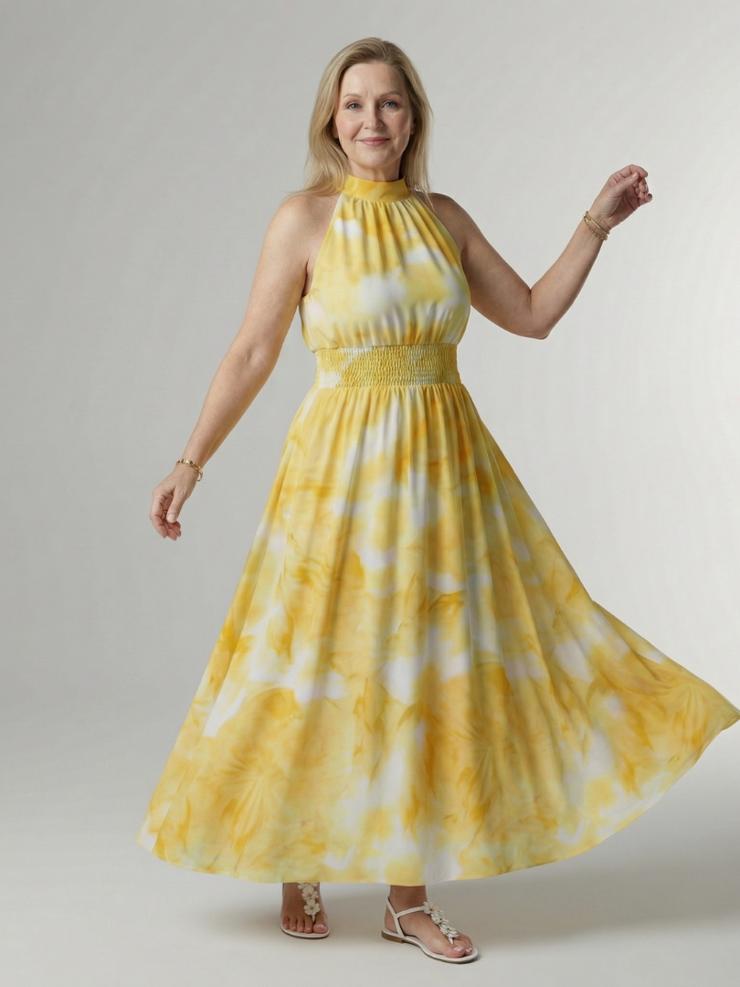 Sylin | Abito Midi con Scollo All'Americana Arricciato