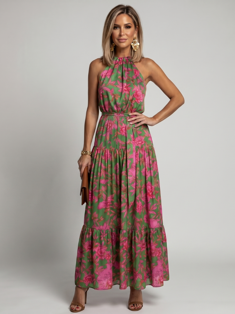Rowen™ Abito Midi Drappeggiato con Scollo All'Americana