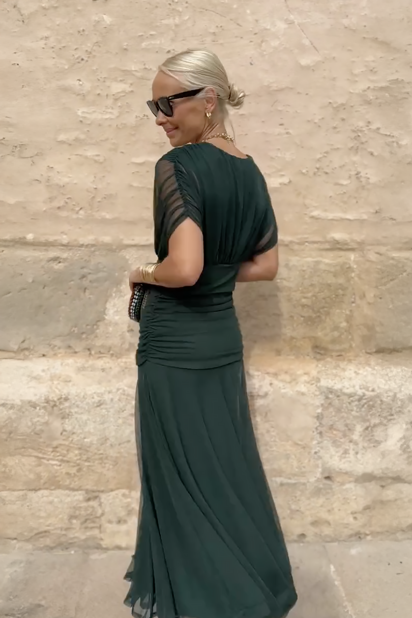 Luisa | Elegante vestito lungo da festa con scollo a V