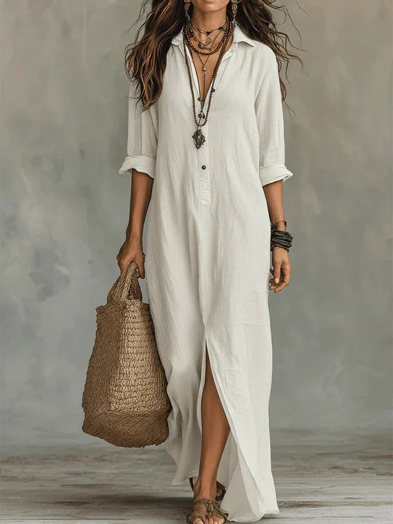 Céline Vestito Maxi Nero di Volume con Bottoni