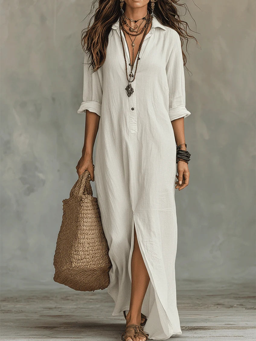 Nadia | Black Button-Front Maxi Dress
