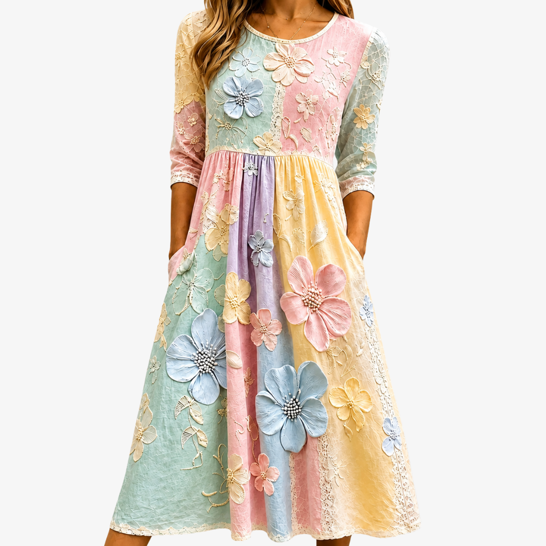 Abito Midi Pocket Giardino Bloom Pastello