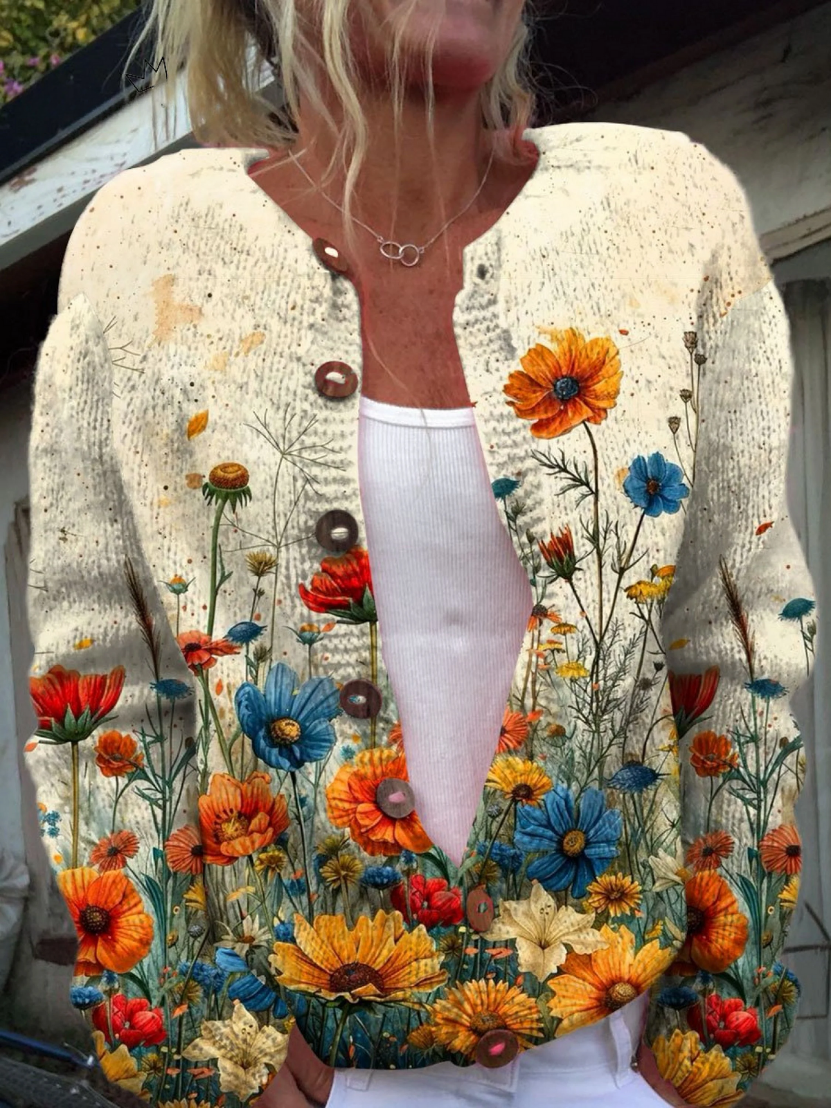 Tansyâ„¢ | Cardigan Sweater con Stampa Floreale Vintage