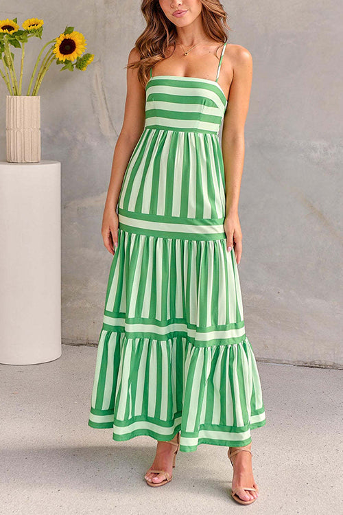 Abito Maxi a Strisce con Spalline Sottile Margovil