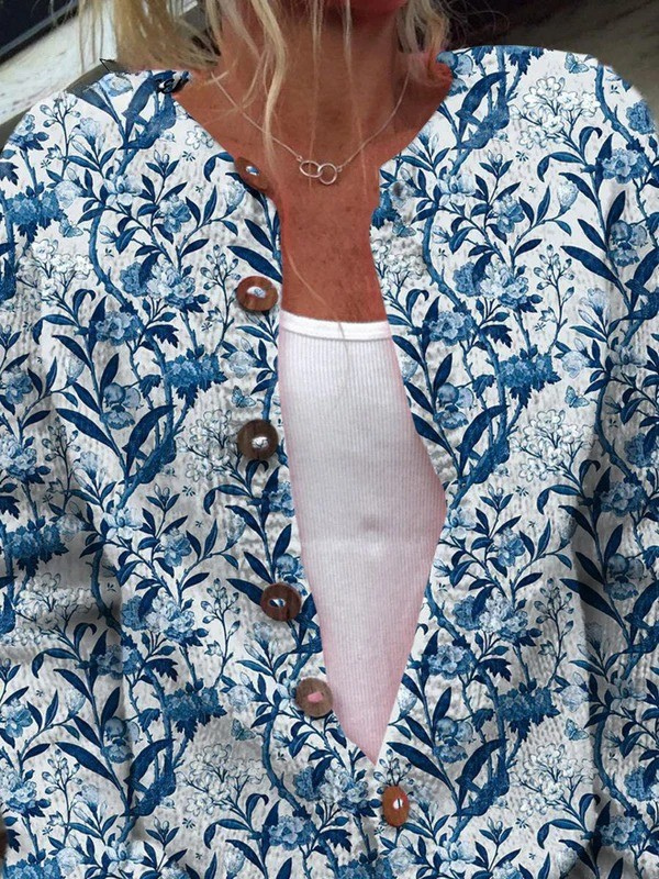 Tiverlyâ„¢ | Cardigan Vintage a Fiori con Bottoni Frontali