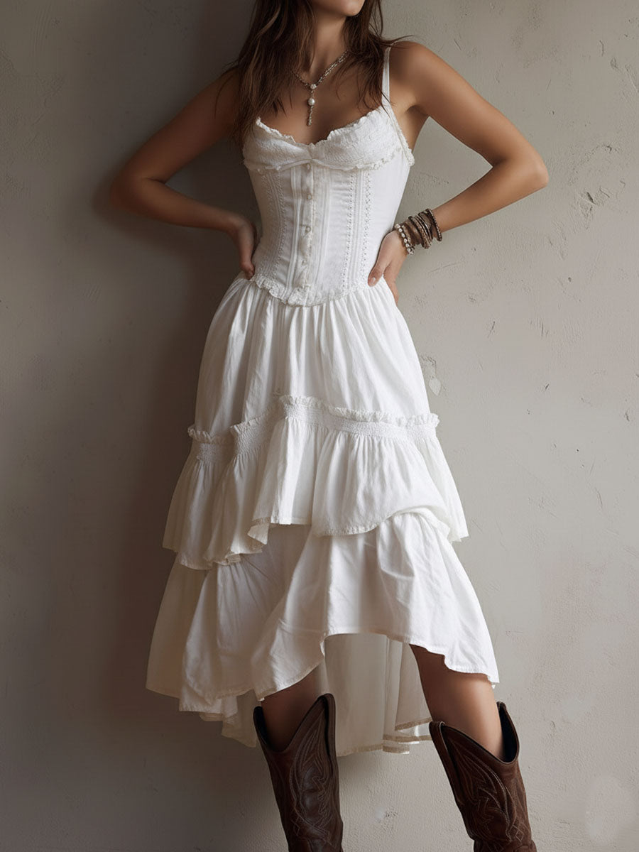 Dalia | Abito Midi con Corpetto a Stecche – Lucia Toscana