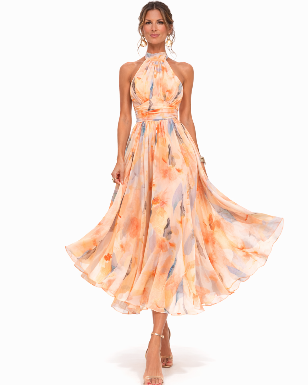 Liliana | Abito Midi Collo all’Americana – Lucia Toscana