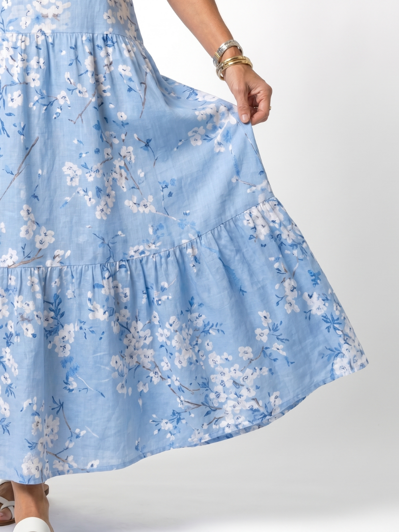 Alora | Abito Midi con Stampa Floreale e Nastro a Frange