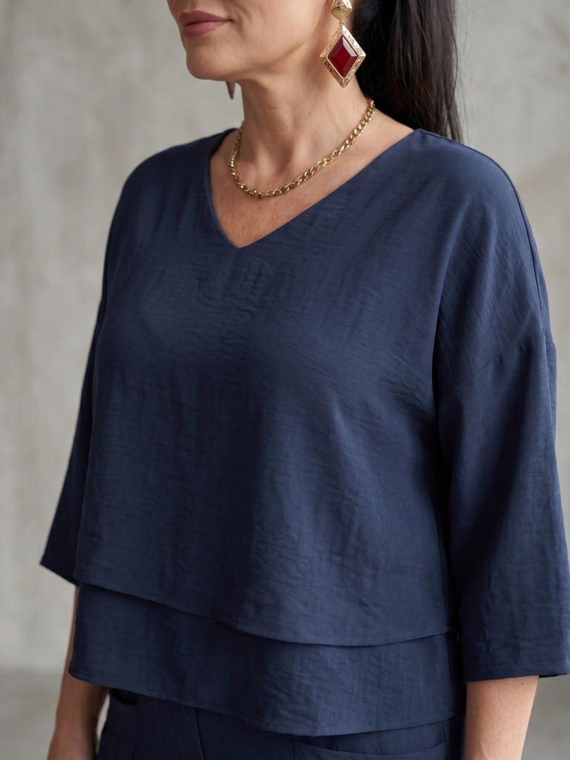 Fiume | Set Top a Strati con Pantaloni Ampi