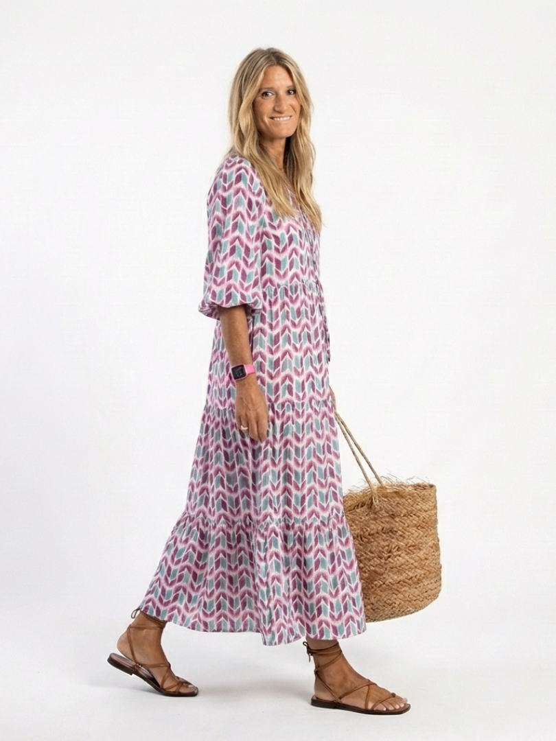 Mireya | Vestito midi a maniche lunghe con stampa geometrica