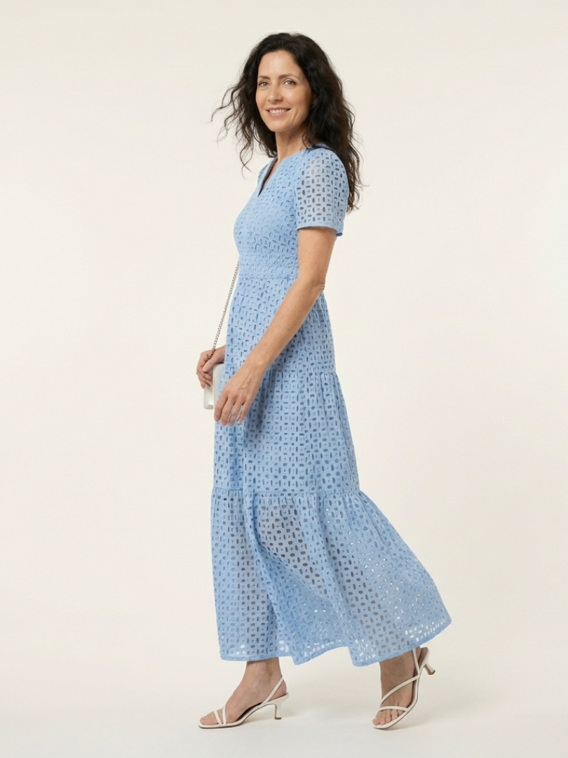 Brielle | Vestito Midi a Maniche Corte con Scollatura a V
