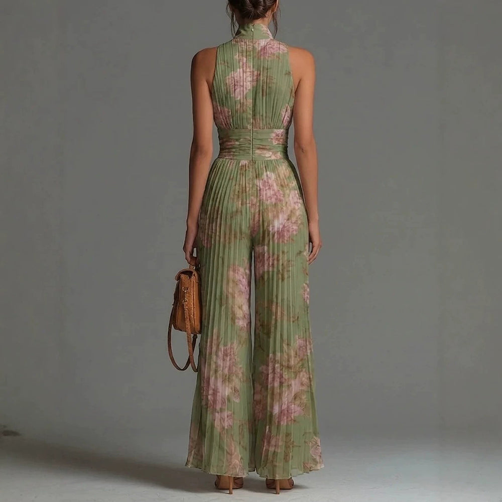 Sofia | Jumpsuit in Chiffon Plissettato a Fiori per Donne