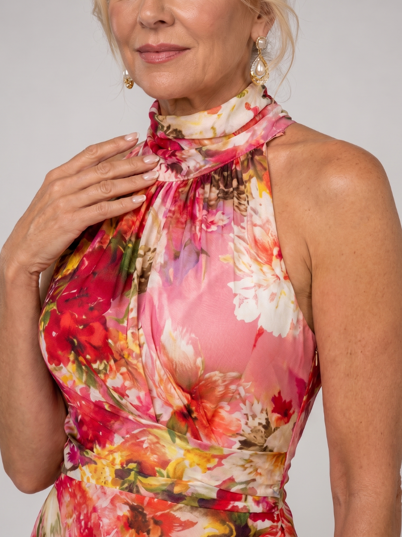 Elisabetta™ Abito Maxi con Stampa Floreale e Collo All'Americana