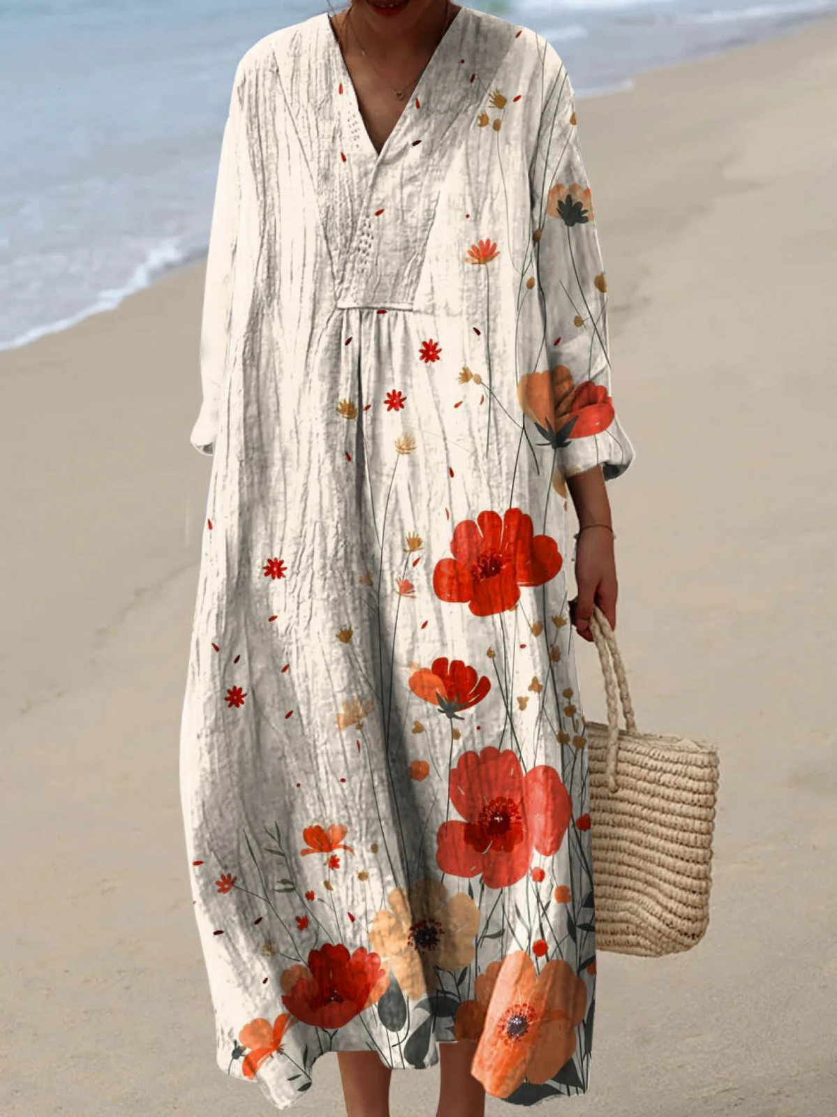 Harper | Linen-Look Boho Maxi Dress