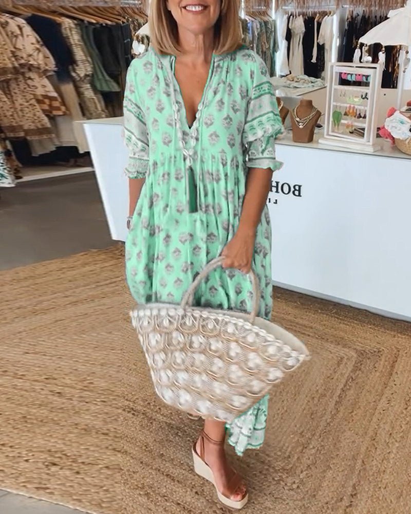 Mana | Abito Floreale Chic con Scollatura a V