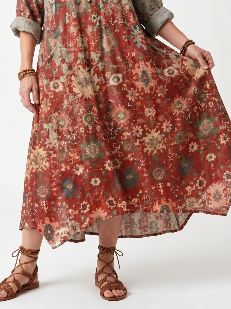 Zafferano | Vestito Midi Relaxed con Tasche e Fantasia Mista