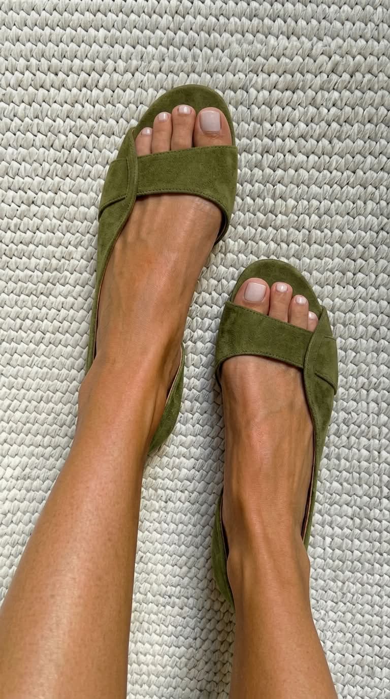 Sandali slingback piatti casual in suede con punta aperta