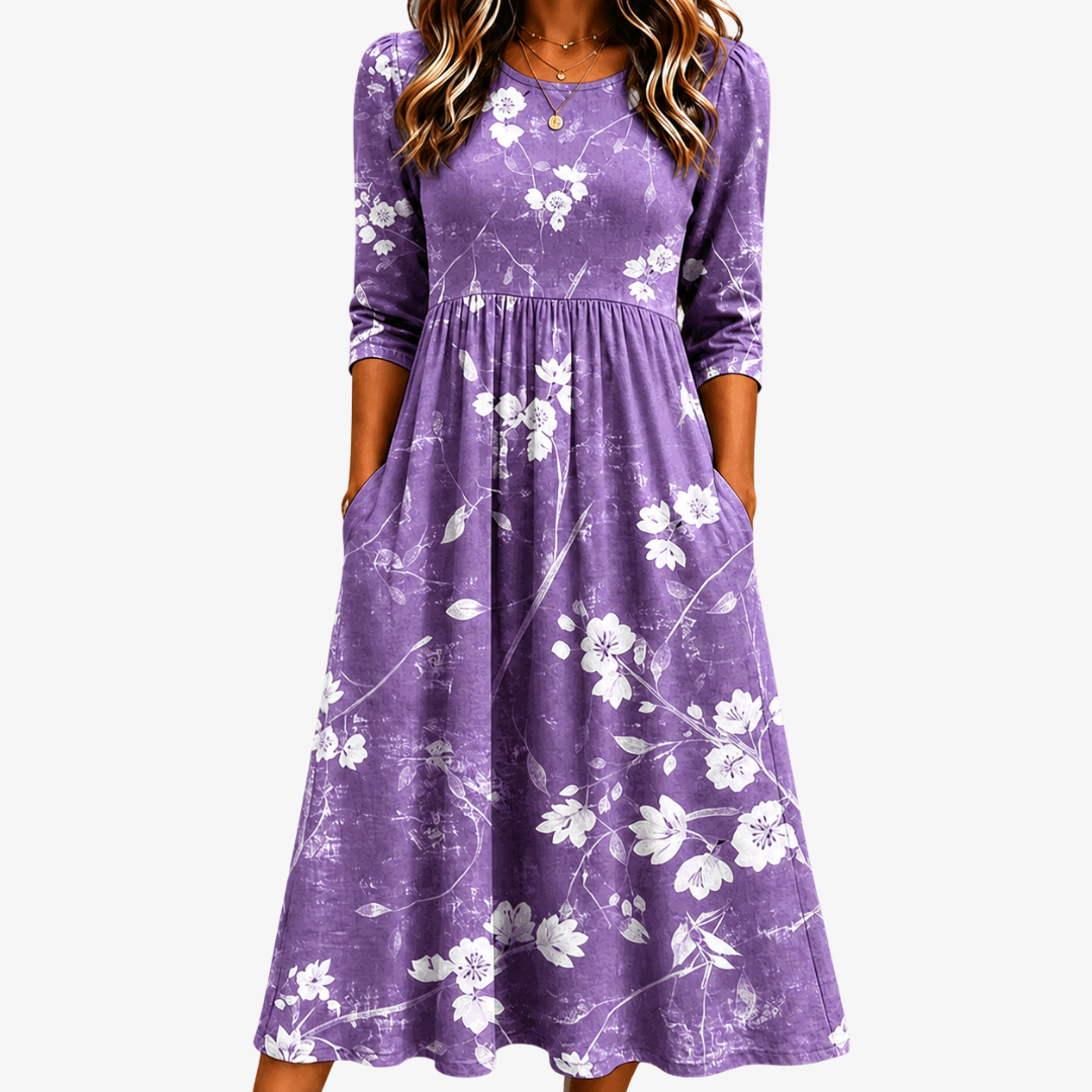 Abito Midi Comfort Pocket Lavender Bloom