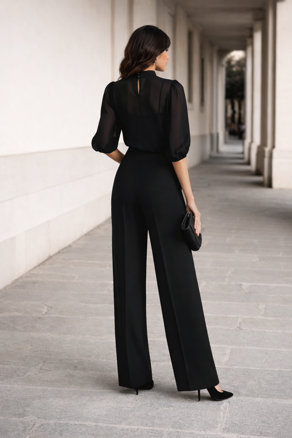 Valentina | Set di Tre Pezzi Composto da una Canotta Trasparente e Pantaloni a Gamba Larga.