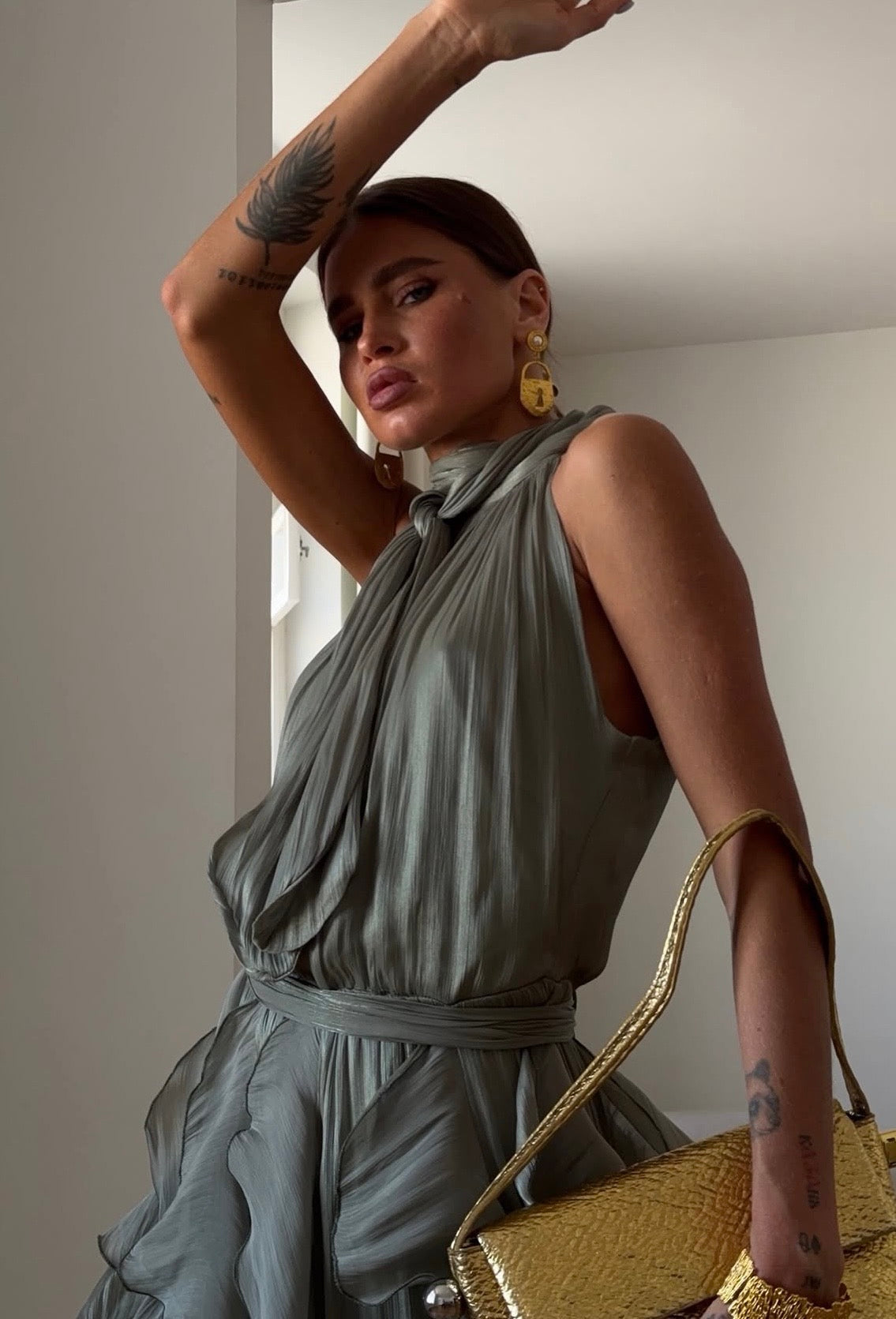Harper | Open-Back Layered Ruffle Maxi Dress