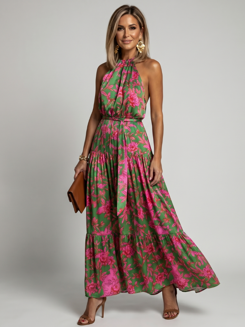 Rowen™ Abito Midi Drappeggiato con Scollo All'Americana