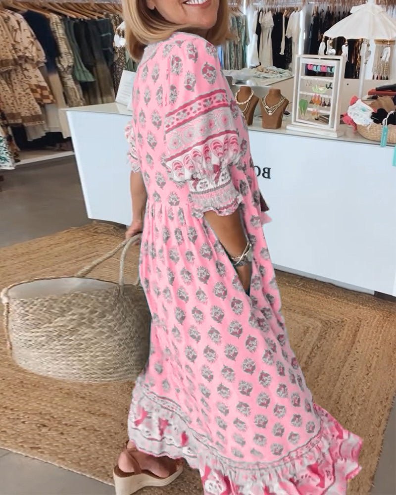 Mana | Abito Floreale Chic con Scollatura a V