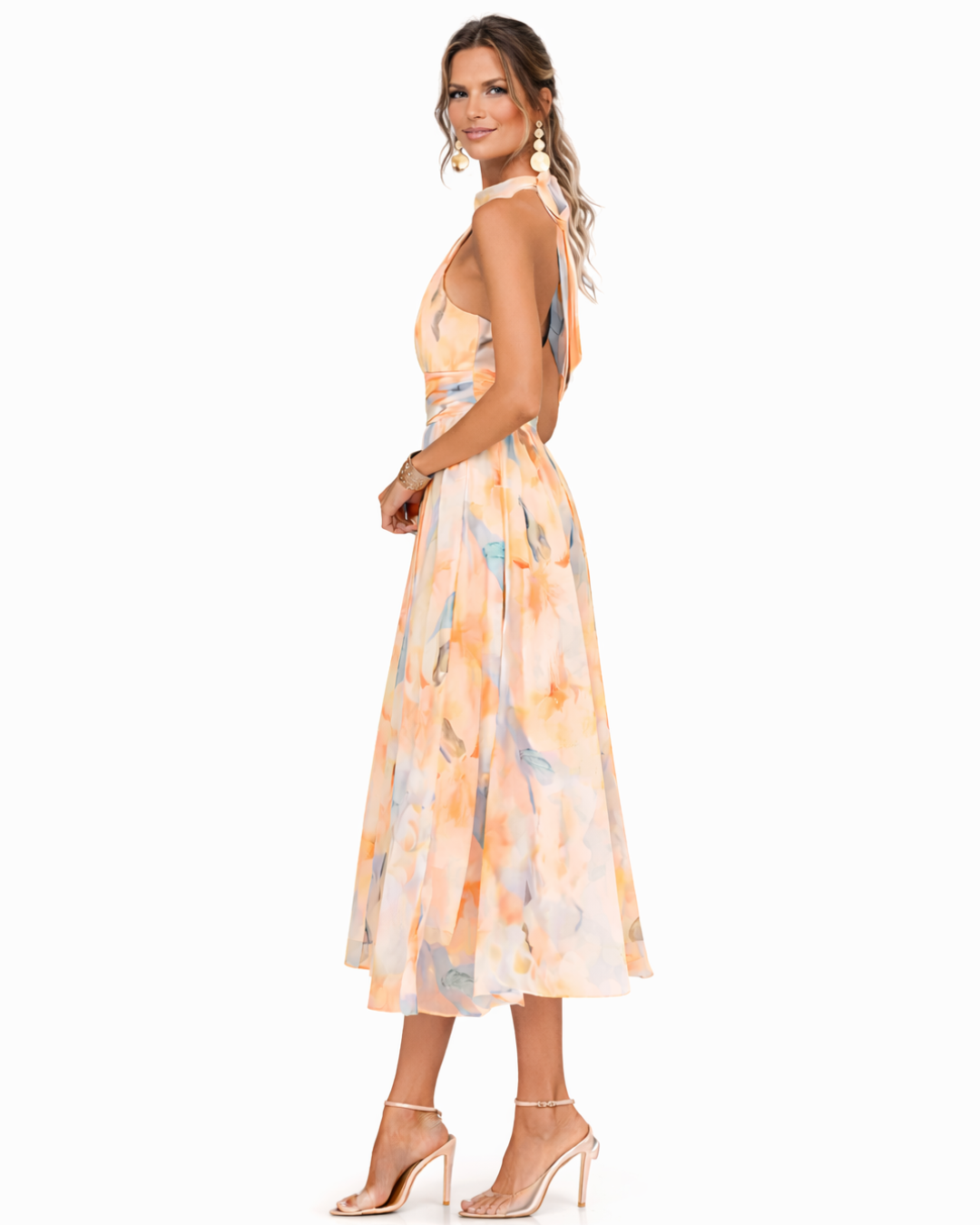 Liliana | Abito Midi Collo all’Americana – Lucia Toscana