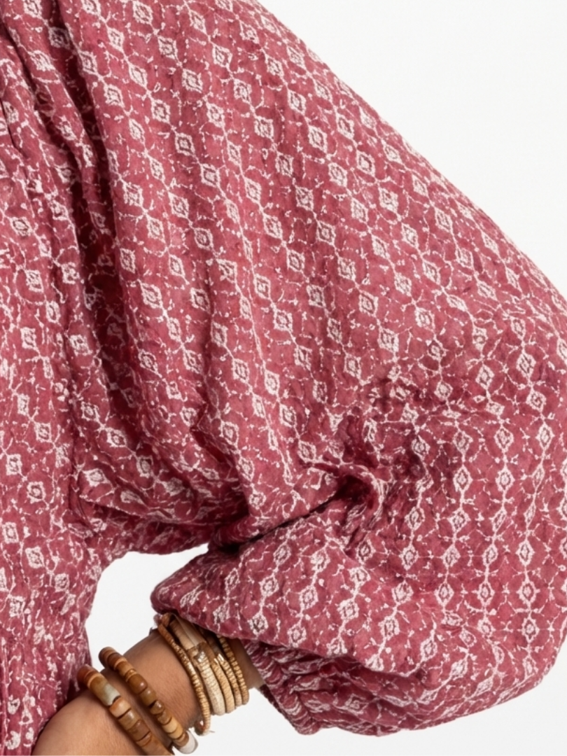 Arlette | Vestito Midi a Maniche Lunghe con Stampa Geometrica