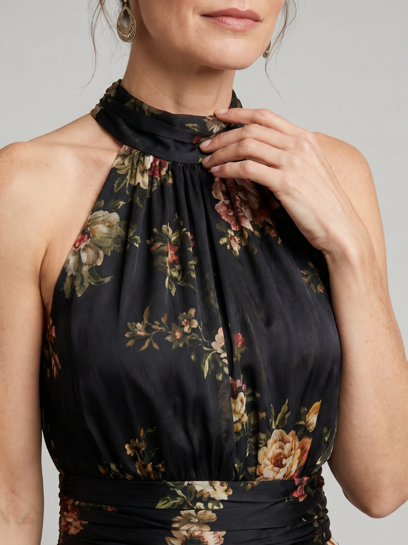 Sior™ Abito Midi con Scollo All'Americana a Fiori
