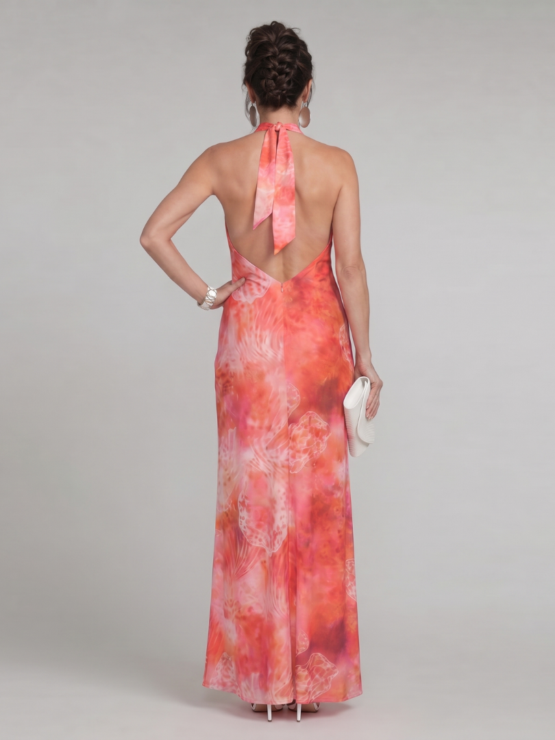Coraline™ Abito Maxi con Scollo Halter e Motivo Stampato