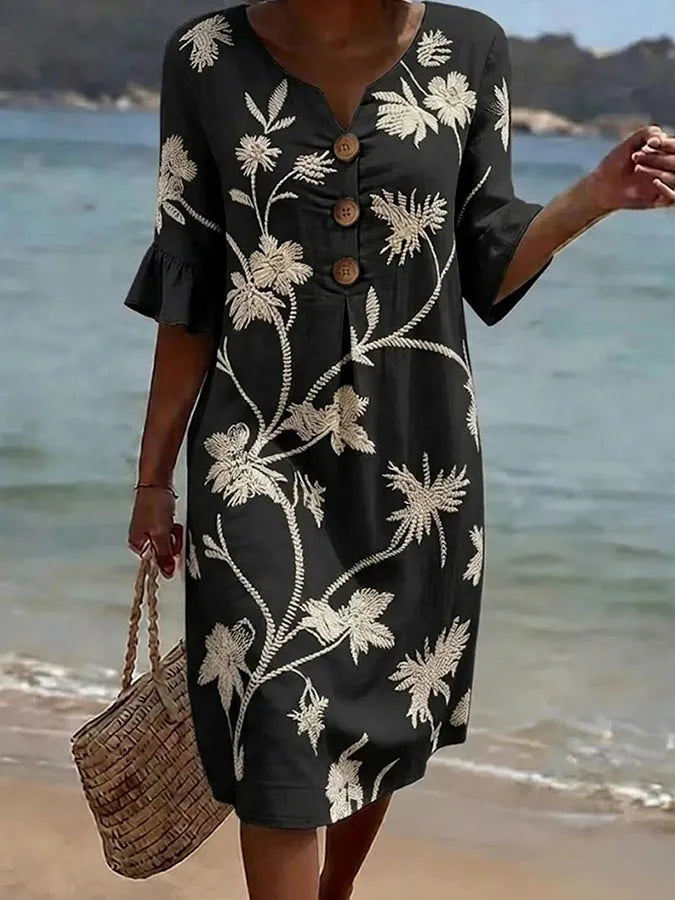 Vestito casual da donna con stampa floreale