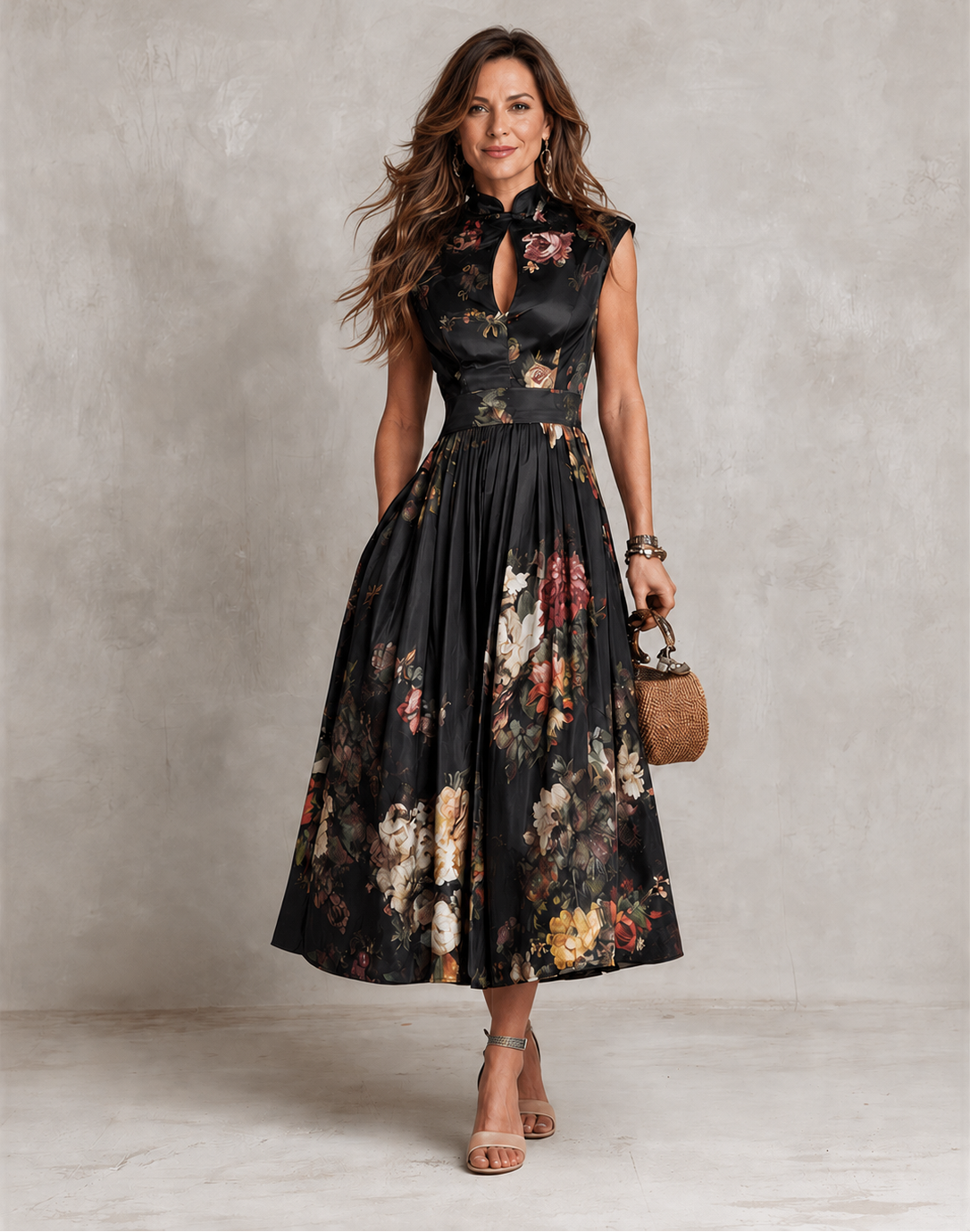 Mia | Abito in Satin Plissettato con Keyhole