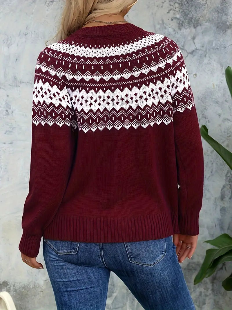 Cardigan in acrilico per donne con motivo geometrico