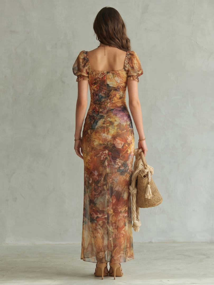 Ciel™ Abito Midi Con Maniche Arricciate e Spacco