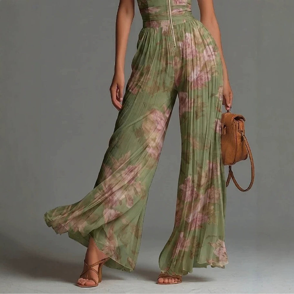 Sofia | Jumpsuit in Chiffon Plissettato a Fiori per Donne
