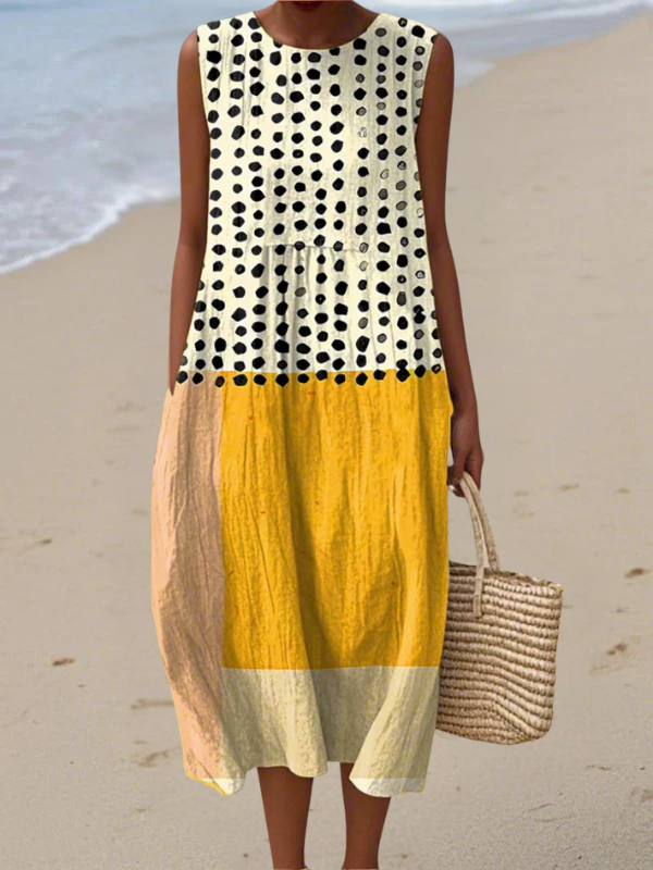 Leah™ Abito Midi a Pois Colorblock
