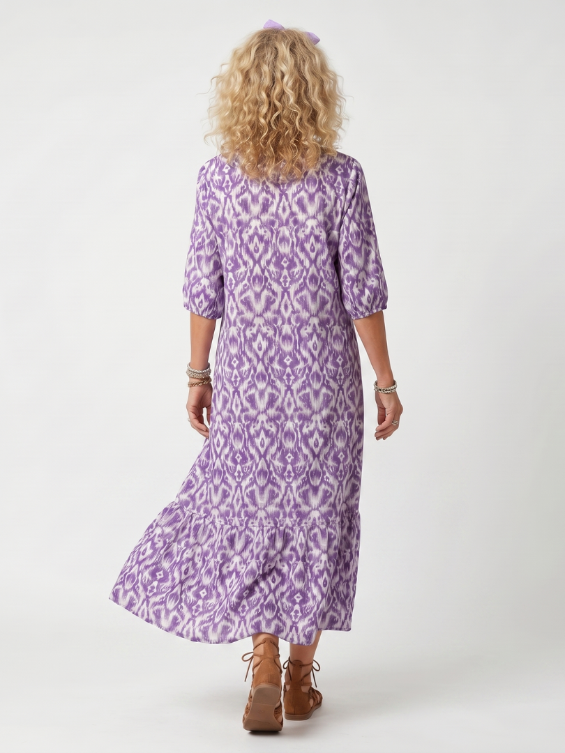 Penelope | Abito Midi con Stampa e Fiocchi